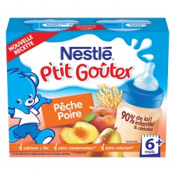 Nestlé P’tit Goûter Pêche Poire (+6 mois) par 2 pots de 250ml (lot de 8 soit 16 briques)