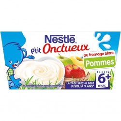 Nestlé P’tit Onctueux au Fromage Blanc Pommes (+6 mois) par 4 pots de 100g (lot de 8 soit 32 pots)