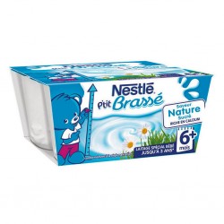 Nestlé P’tit Brassé Saveur Nature Sucré Riche en Calcium (+6 mois) par 4 pots de 100g (lot de 8 soit 32 pots)
