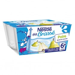 Nestlé P’tit Brassé Poire Riche en Calcium (+6 mois) par 4 pots de 100g (lot de 8 soit 32 pots)