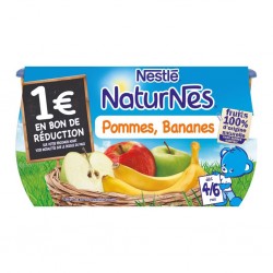 Nestlé Naturnes Pommes Bananes (dès 4-6 mois) par 4 pots de 130g (lot de 6 soit 24 pots)