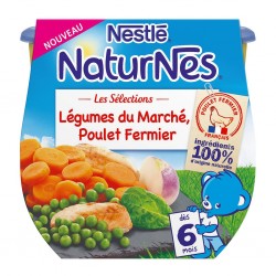 Nestlé Naturnes Les Sélections Légumes du Marché Poulet Fermier (dès 6 mois) par 2 pots de 200g (lot de 6 soit 12 pots)
