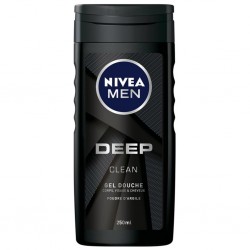 Nivea Men Gel Douche Deep Clean Corps Visage & Cheveux Poudre d’Argile 250ml (lot de 6)