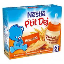 Nestlé P’tit Dej Biscuité (+6 mois) par 2 briques de 250ml (lot de 8 soit 16 briques)