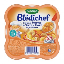 Blédina Blédichef Emincé de Pommes de Terre et Poulet Façon Chasseur (dès 15 mois) l’assiette de 250g (lot de 8)