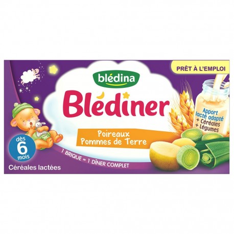 Blédina Blédiner Poireaux Pommes de Terre Céréales Lactées (dès 6 mois) par 2 briques de 250ml (lot de 6 soit 12 briques)