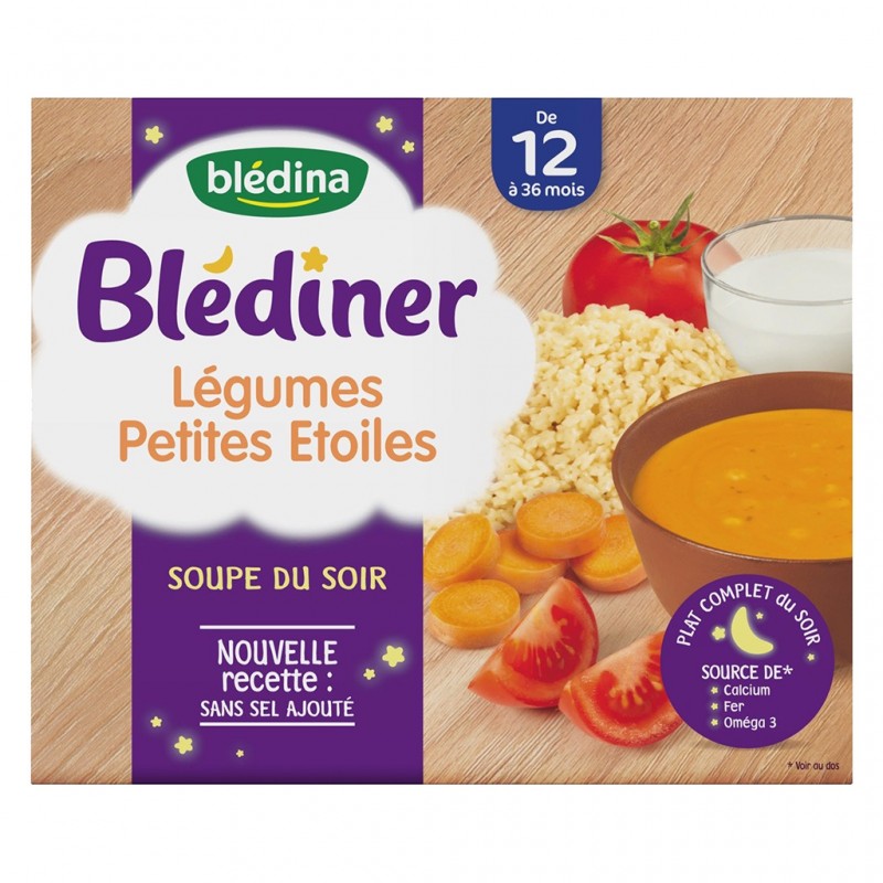 Blédina Blédiner Légumes Petites Étoiles Soupe du Soir (dès 12 mois) par 2  briques de 250ml (lot de 6 soit 12 briques) 
