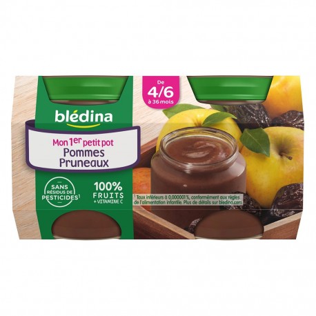 Blédina Pommes Pruneaux (de 4/6 à 36 mois) par 4 pots de 130g (lot de 6 soit 24 pots)