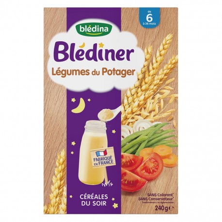 Blédina Blédiner Légumes du Potager Céréales du Soir (de 6 à 36 mois) la boîte de 240g (lot de 6)