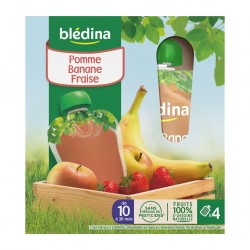 Blédina Pomme Banane Fraise (de 10 à 36 mois) par 4 gourdes de 90g (lot de 6 soit 24 gourdes)