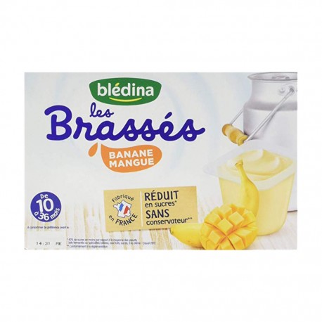 Blédina Les Brassés Banane Mangue (de 10 à 36 mois) par 6 pots de 95g (lot de 4 soit 24 pots)