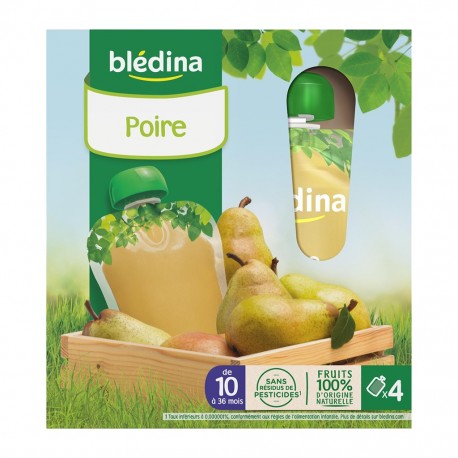 Blédina Poire (de 10 à 36 mois) par 4 gourdes de 90g (lot de 6 soit 24 gourdes)