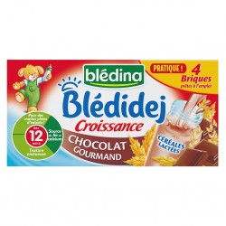 Blédina Blédidej Croissance Chocolat Gourmand (dès 12 mois) par 4 briques de 250ml (lot de 4 soit 16 briques)