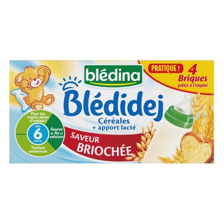 Blédina Blédidej Céréales + Apport Lacté Saveur Briochée (dès 6 mois) par 4 briques de 250ml (lot de 4 soit 16 briques)