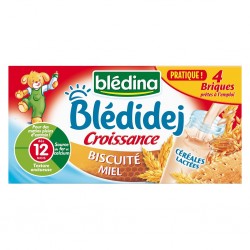 Blédina Blédidej Croissance Biscuité Miel (dès 12 mois) par 4 briques de 250ml (lot de 4 soit 16 briques)