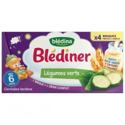 Blédina Blédiner Légumes Verts (dès 6 mois) par 4 briques de 250ml (lot de 4 soit 16 briques)