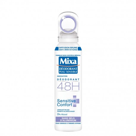 Mixa Déodorant Peau Sensible 48h Sensitive Confort Sans Sels d’Alluminium 150ml (lot de 4)