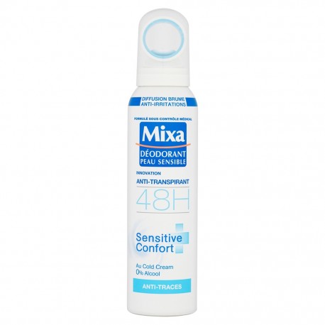 Mixa Déodorant Peau Sensible Anti-Transpirant 48h Sensitive Confort Anti-Traces 150ml (lot de 4)