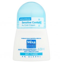 Mixa Déodorant Peau Sensible Anti-Transpirant 48h Anti-Traces 50ml (lot de 4)