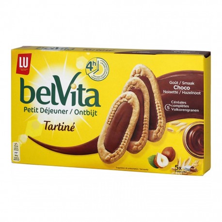 LU BelVita Petit Déjeuner Tartiné Goût Choco Noisette 250g (lot de 6)