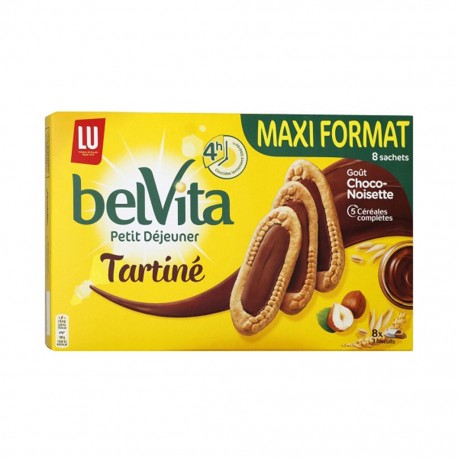 LU BelVita Petit Déjeuner Tartiné Goût Choco-Noisette 5 Céréales Complètes Maxi Format 400g (lot de 6)