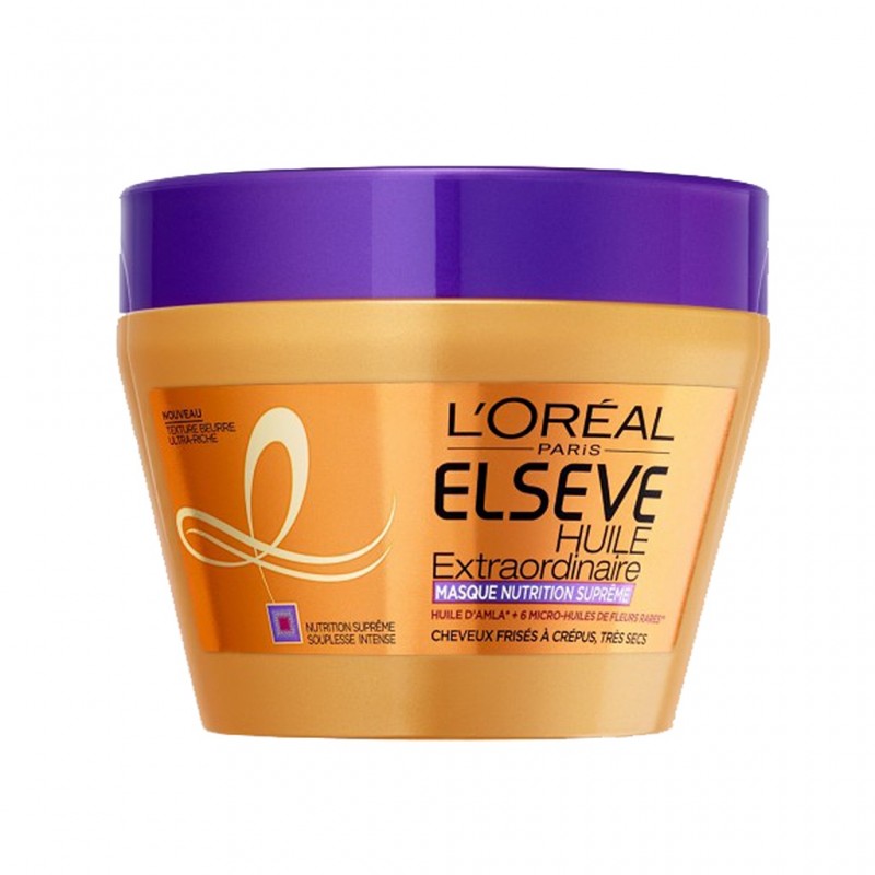 L'Oréal L'Oréal Paris Elseve Huile Extraordinaire Masque Nutrition Suprême Cheveux  Frisés à Crépus Très Secs 300ml (lot de 3) 