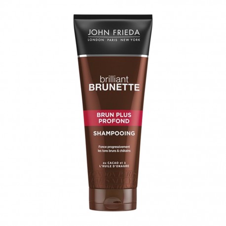 John Frieda Brillant Brunette Brun Plus Profond Shampooing au Cacao et à l’Huile d’Onagre 250ml (lot de 3)