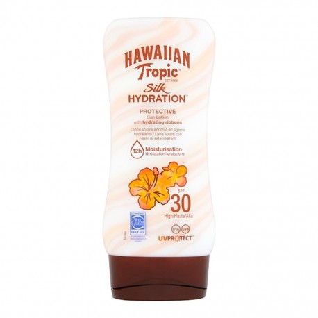 Hawaiian Tropic Silk Hydratation SPF 30 Protective Sun Lotion 180ml (lot de 2)
