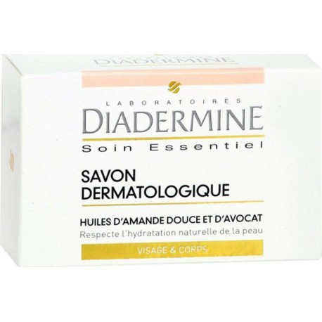 DIADERMINE Soin Essentiel Savon Dermatologique Huiles d’Amande Douce et d’Avocat Visage & Corps 100g (lot de 10)