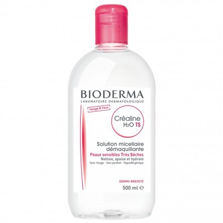 BIODERMA Créaline H2O TS Solution Micellaire Démaquillante Peaux Sensibles Très Sèches 500ml (lot de 2)