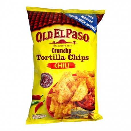 Old El Paso Crunchy Tortilla Chips Chili 185g (lot de 4)