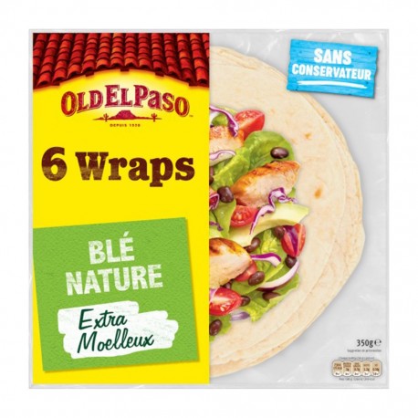 Old El Paso 6 Wraps Blé Nature Extra Moelleux 350g (lot de 4)