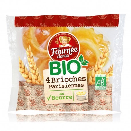 La Fournée Dorée Bio 4 Brioches Parisiennes au Beurre 180g (lot de 3)