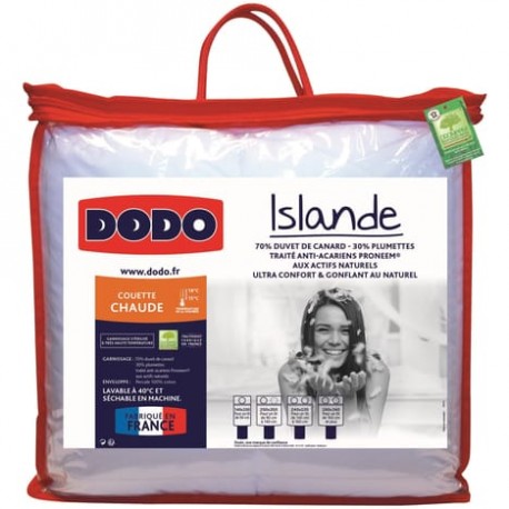 DODO Couette chaude percale 70% duvet 30% plumettes 140x200cm