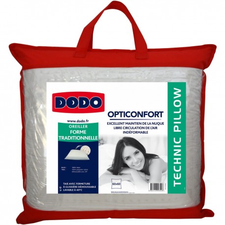 DODO Oreiller ergonomique polyester DODO OPTICONFORT 60x60cm (lot de 2)