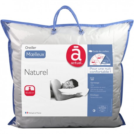 Actuel Oreiller moelleux 10% duvet 90% plumettes 60x60cm (lot de 2)