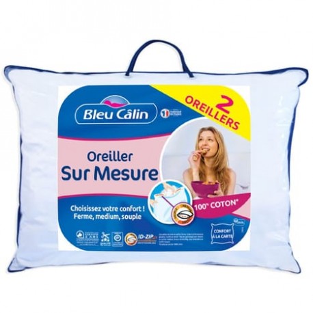 Bleucalin Lot de 2 oreillers Sur-mesure 50x70cm