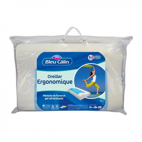 Bleucalin Oreiller Ergonomique + Gel rafraichissant 55x35x12x9cm (lot de 2)