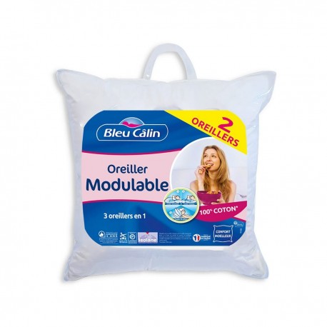 Bleucalin Lot de 2 oreillers modulables 65x65cm