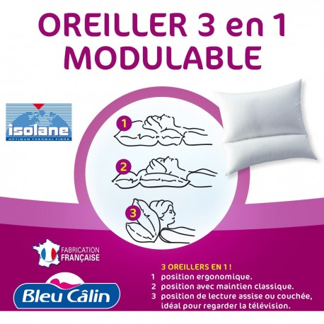 Bleucalin Oreiller 3 en 1 MULTIPOSITIONS 65x65cm