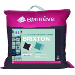 Blanrêve Blanreve Lot de 2 oreillers moelleux bicolores en microfibre BRIXTON 60x60cm