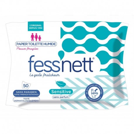 Fess'nett Fess’nett Papier Toilette Humide Peaux Fragiles Sensitive 50 Lingettes (lot de 6)