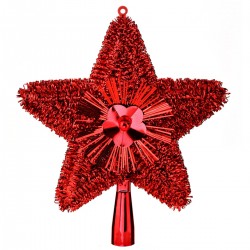 Féerie Christmas Cimier de Sapin de Noël Brillant Rouge 23cm