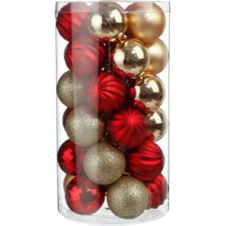 Féerie Christmas Kit de décoration pour Sapin de Noël Or et Rouge 30 pièces