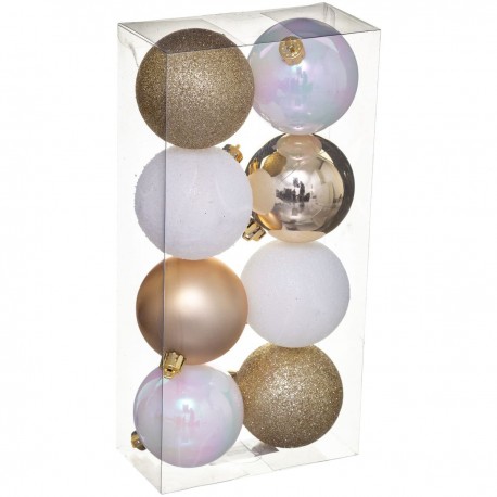 Féerie Christmas Kit de décoration pour Sapin de Noël Doré et Blanc 8 pièces