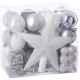 Féerie Christmas Kit de décoration pour Sapin de Noël Blanc et Gris 44 pièces