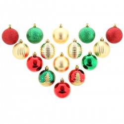 Atmosphera Kit de décoration pour Sapin de Noël Rouge Vert et Or 15 pièces