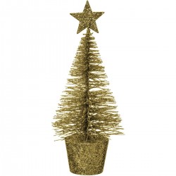 Féerie Christmas Sapin de Noël Pailletés - Doré - 14cm