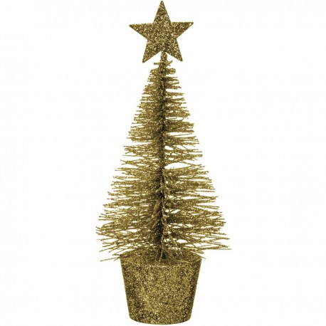 Féerie Christmas Sapin de Noël Pailletés - Doré - 14cm