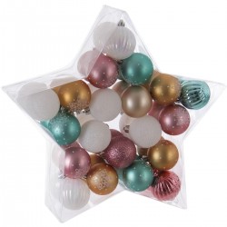 Féerie Christmas Kit de décoration pour Sapin de Noël Rose Blanc et Bleu 40 pièces